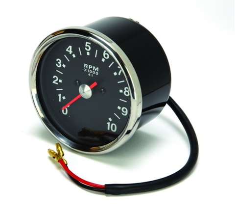 Picture of Tachometer head, Black face (1971-72), With Bulb & Socket Holder.